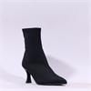 Miss Elastic High Heel Point Ankle Boot - Black Lycra